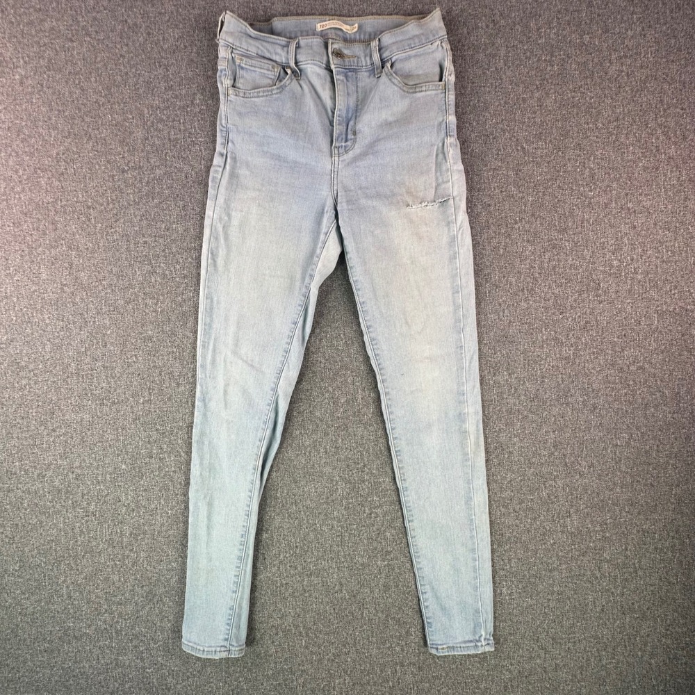 Levi's Jeans Womens 26 720 High Rise Super Skinny Light Blue Distressed Fair